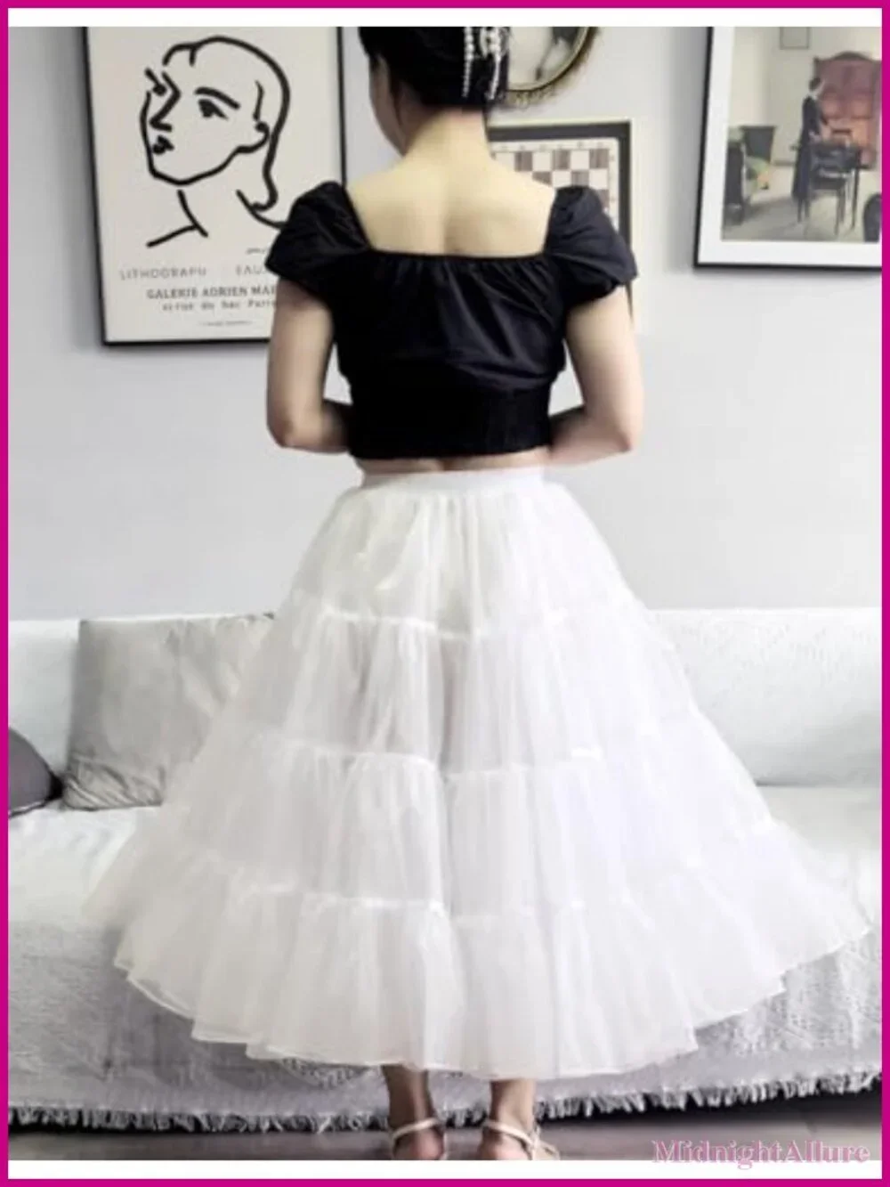 4 Tier Tea Length Puffy Tulle Petticoat Half Slip for Party Dresses
